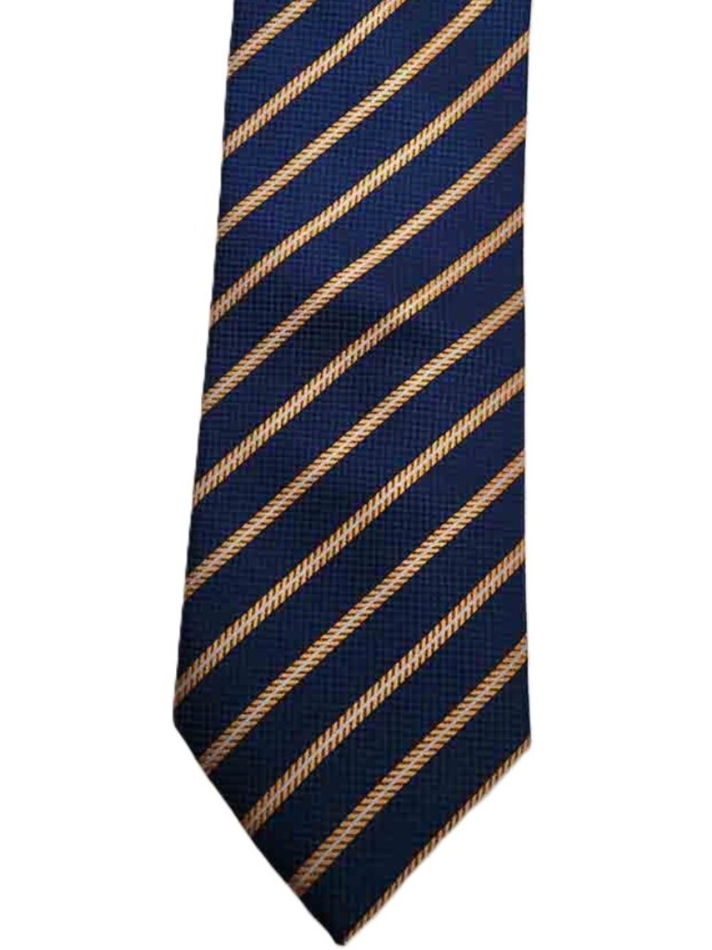 FIRENZE Italian Silk Tie Navy Blue Gold White Repp Stripe Made in Italy Men's